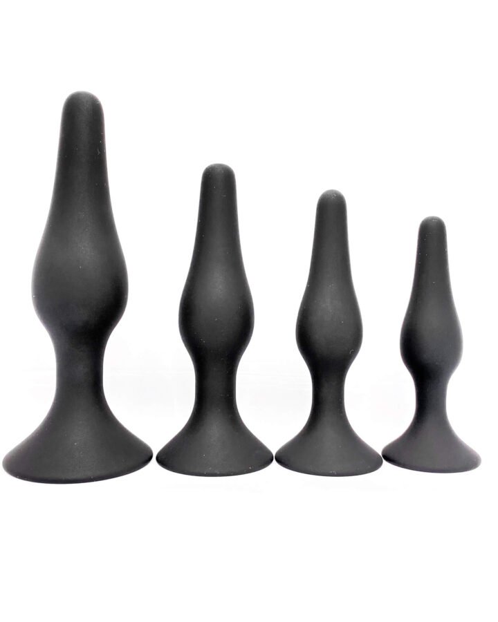 Bottleneck Silicone Butt Plug Set with Suction Base (4pcs)