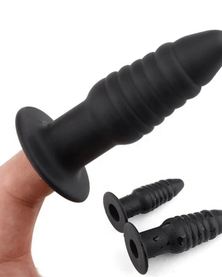 Ribbed Vibrating Silicone Butt Plug