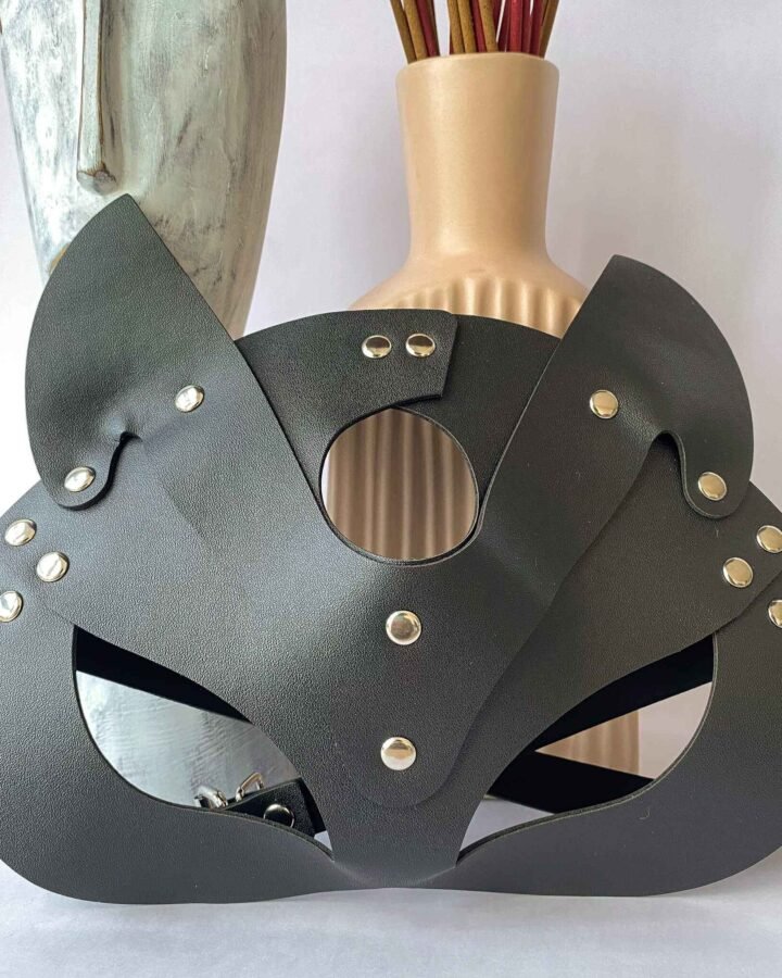 Leather Cat Woman Eye & Ear Masquerade Mask