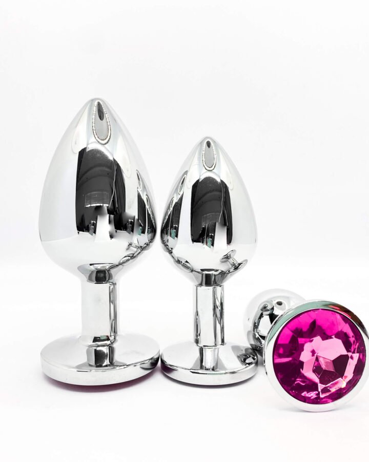 Pink Metal Anal Butt Plug 3 Piece Set