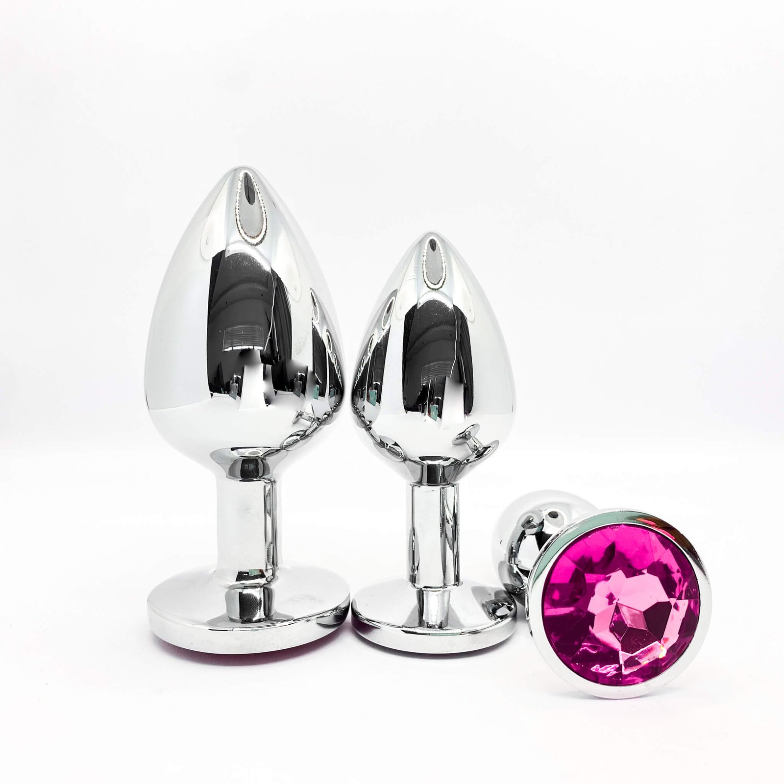Pink Metal Anal Butt Plug 3 Piece Set