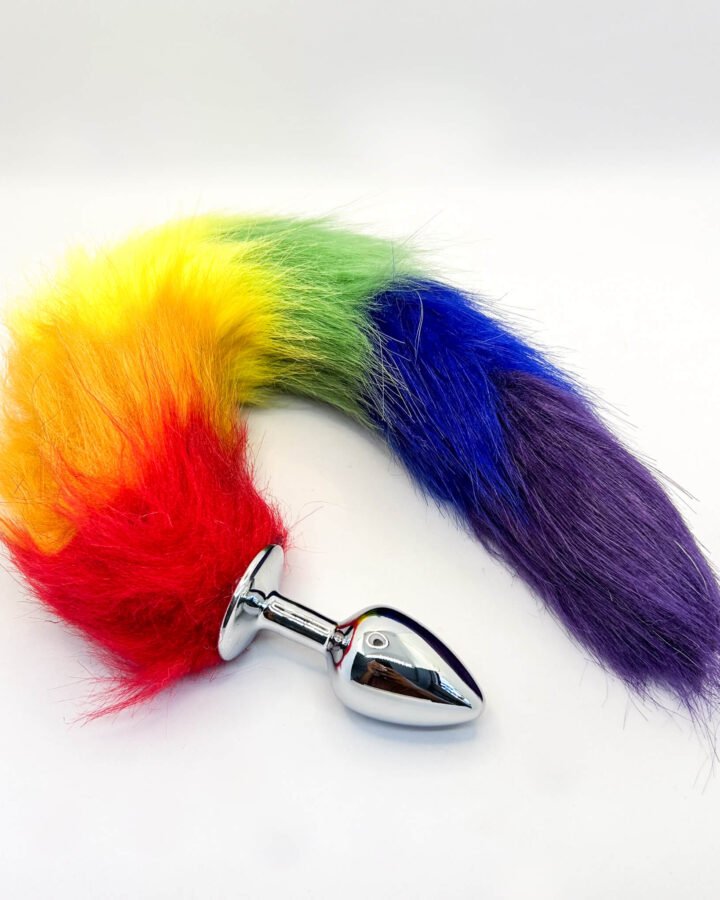 Rainbow Tail with Metal Butt Plug (28mm)