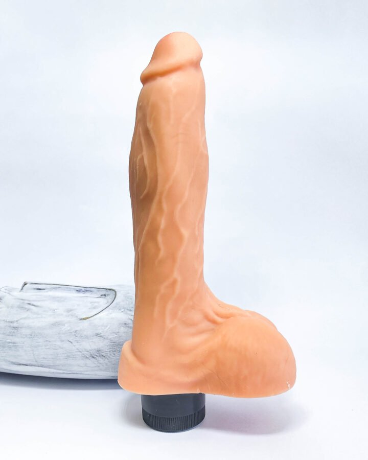 Real Feel Dildo Vibrator with Balls - 21 cm/8.2 inches