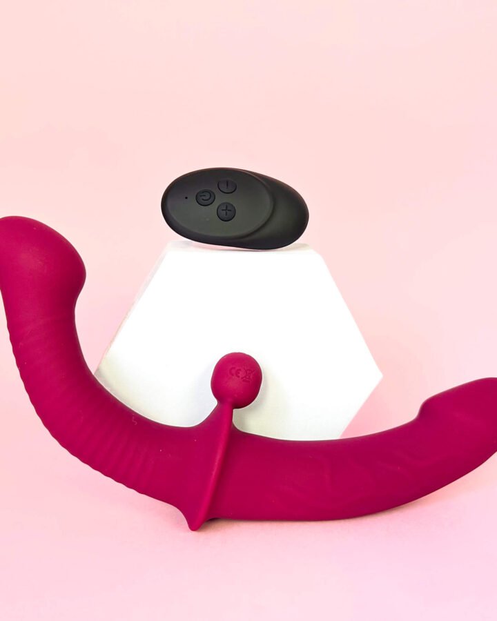 Remote Double Ended Dildo Vibrator With Clit Stimulator Ball