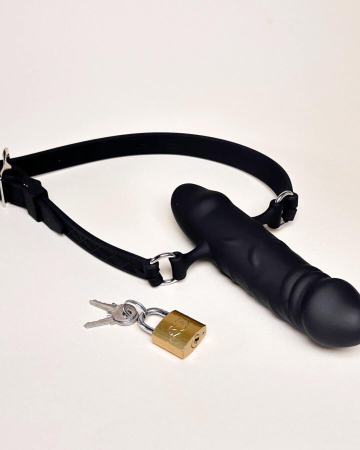 Silicone Double Dildo Gag with Lock