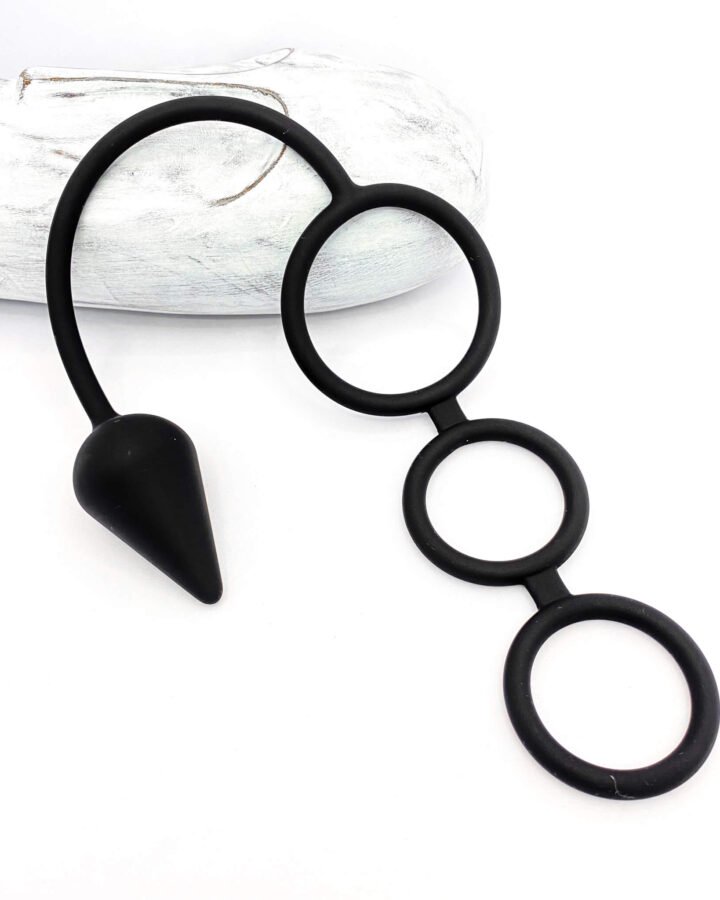 Silicone Tri-Cock Ring with Butt Plug (28mm)