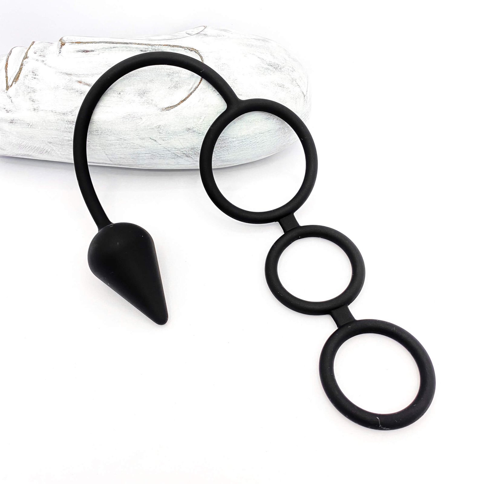 Silicone Tri-Cock Ring with Butt Plug (28mm)