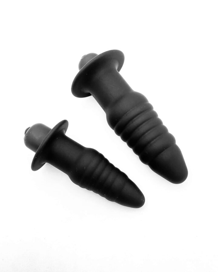 Ribbed Vibrating Silicone Butt Plug
