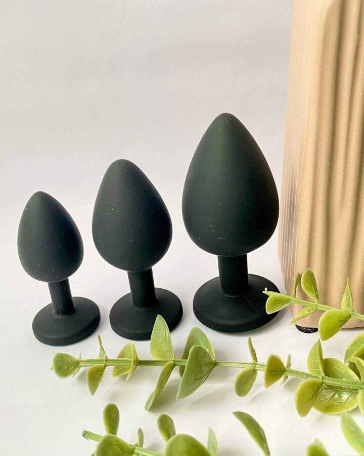 Black Silicone Jewelled Butt Plugs