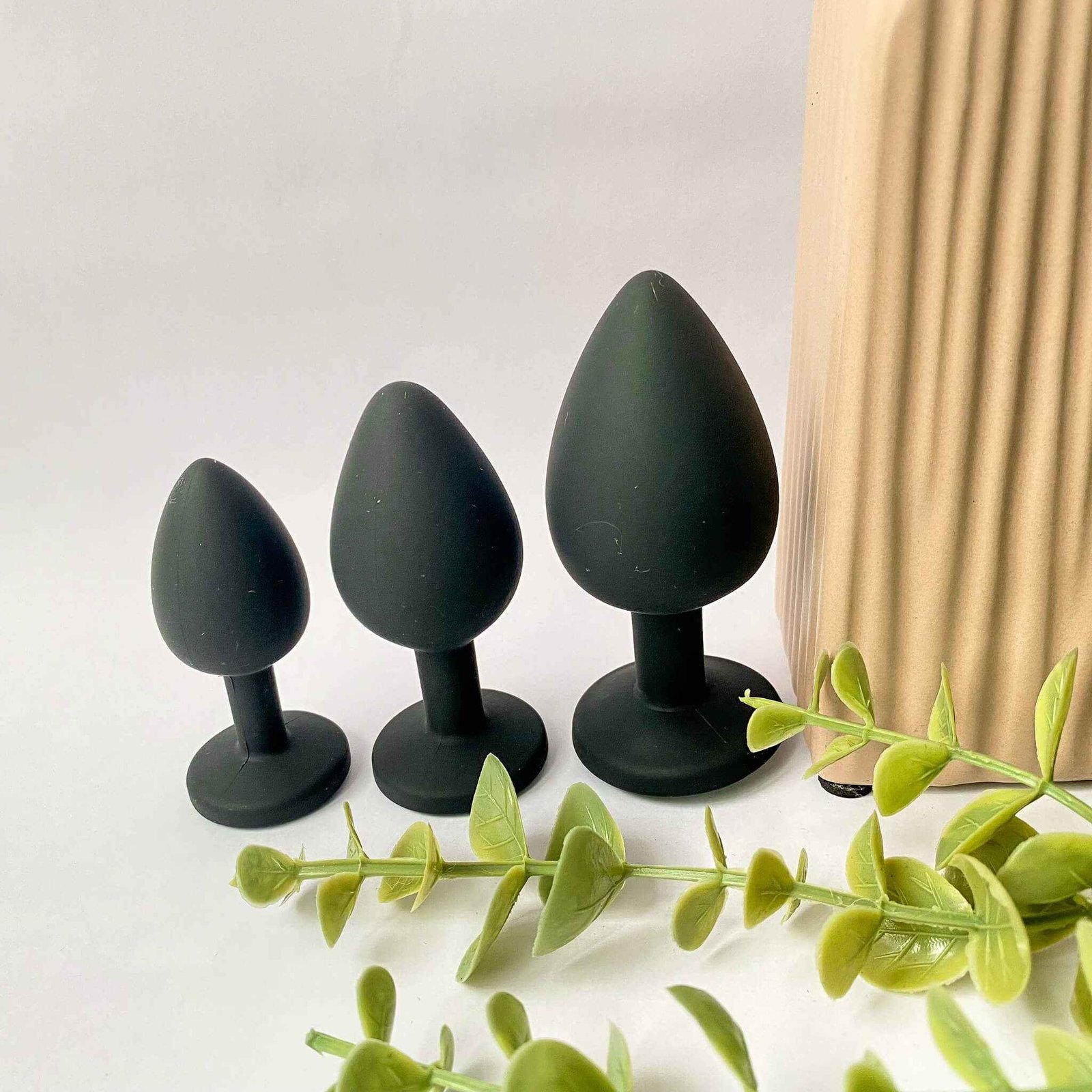 Black Silicone Jewelled Butt Plugs