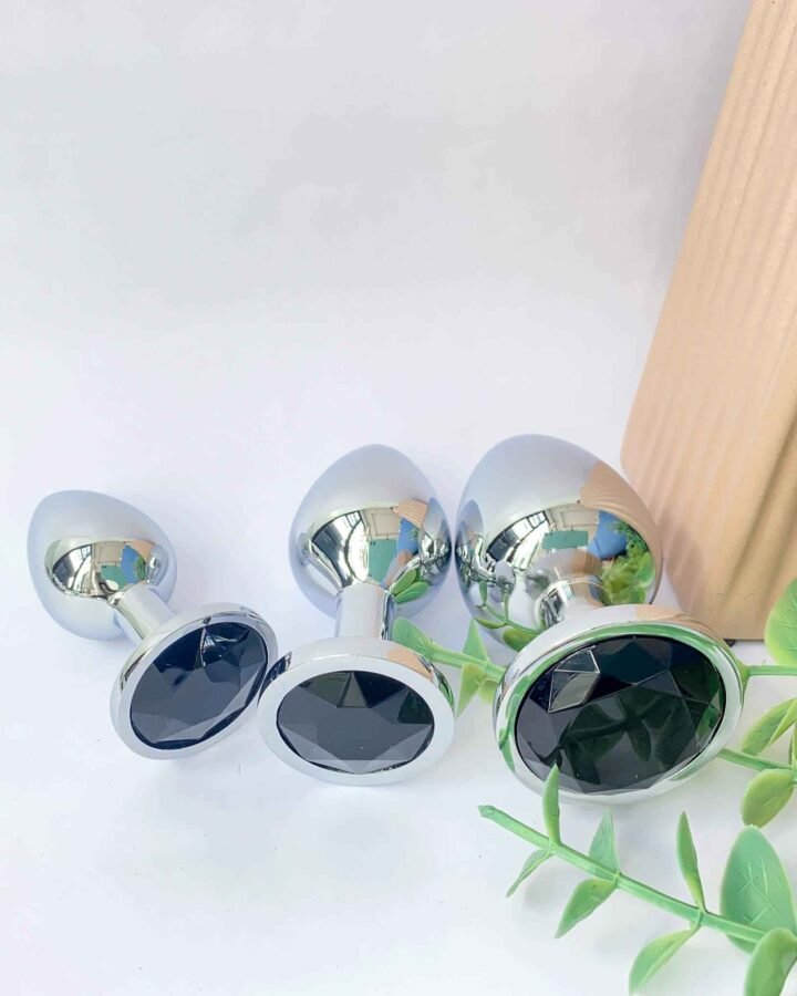 Black Metal Anal Butt Plugs 3 Piece Set