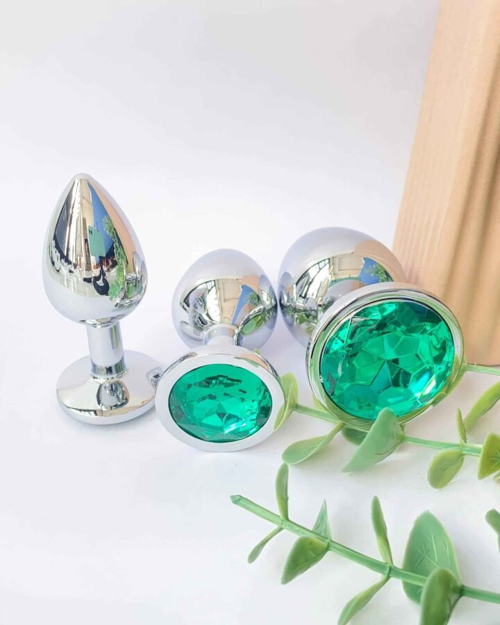 Forest Green Metal Anal Butt Plug 3 Piece Set