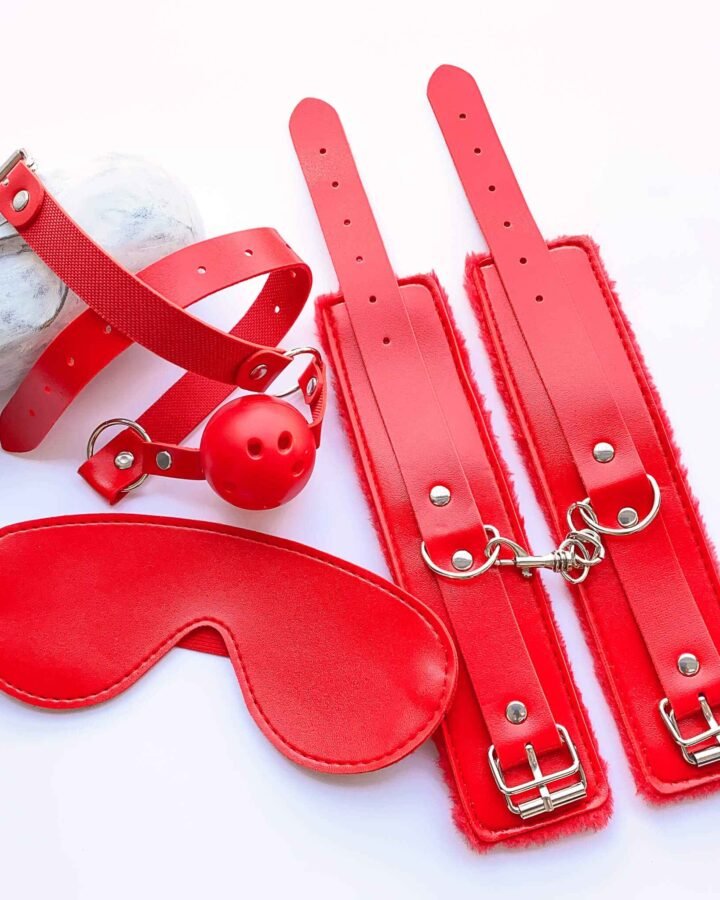 Blindfold, Mouth Gag & Cuffs Set (3 pieces)