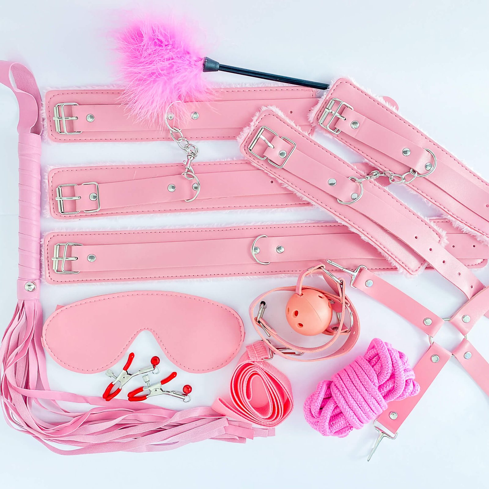 Pink Leather 10-piece BDSM Starter Kit