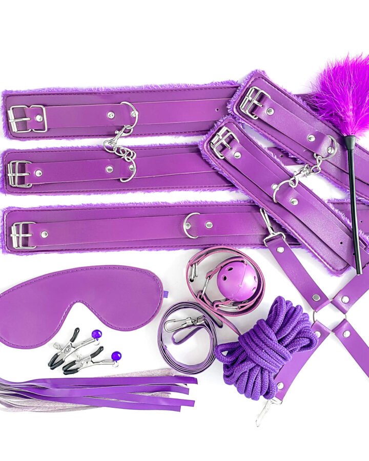 Purple Leather 10-piece BDSM Starter Kit