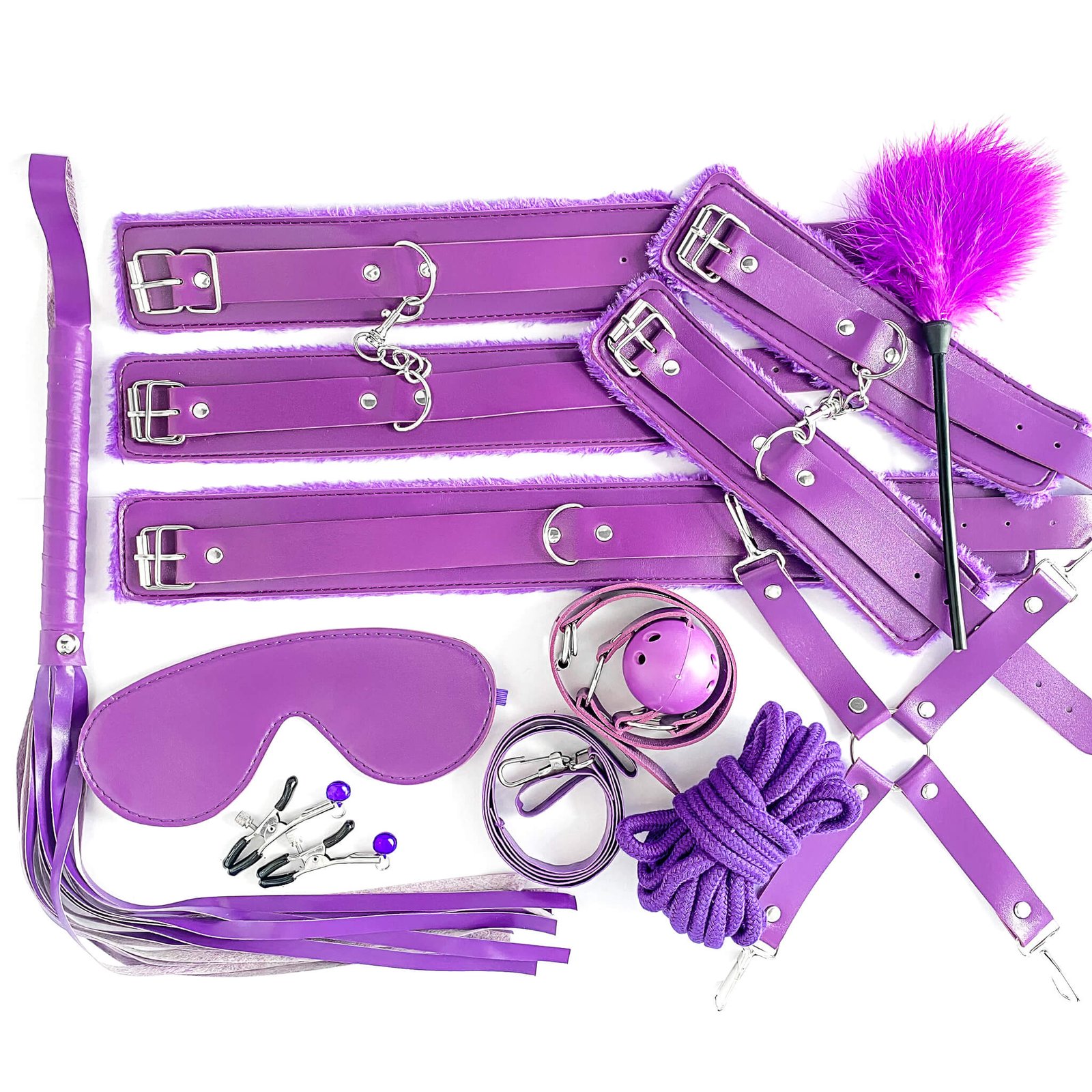 Purple Leather 10-piece BDSM Starter Kit