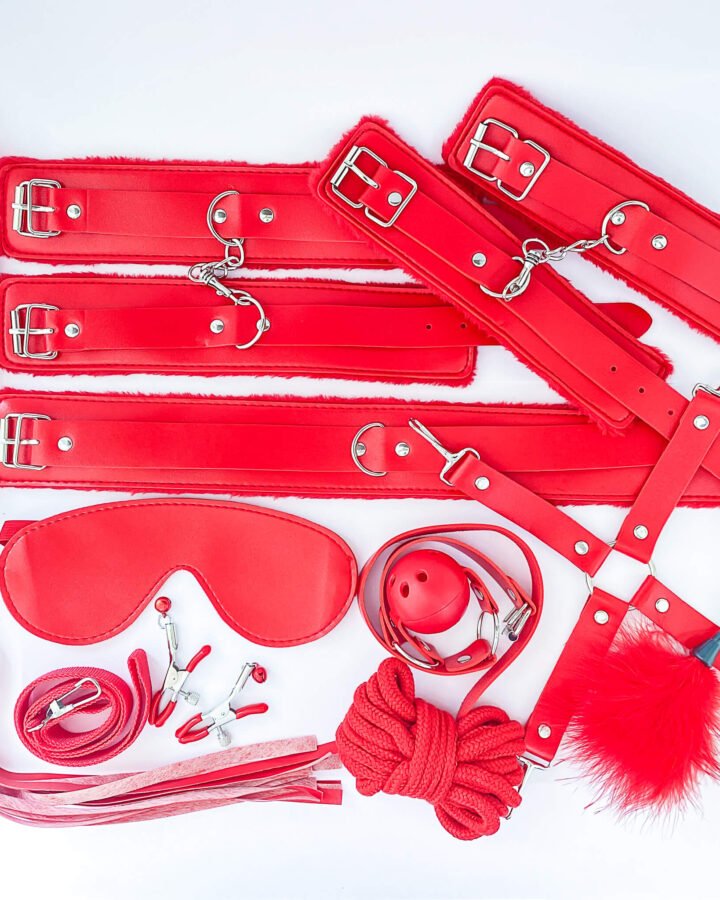 Red Leather 10-piece BDSM Starter Kit