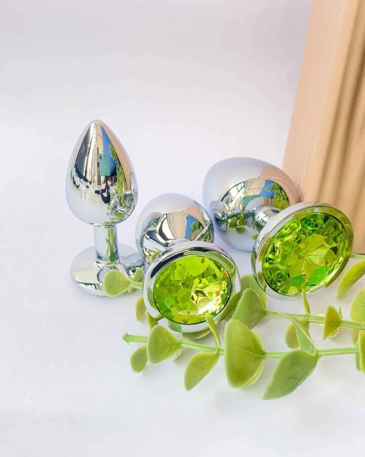 Light Green Metal Anal Butt Plug 3 Piece Set